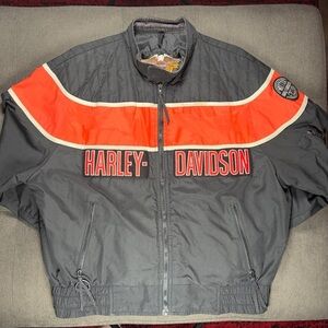 VTG HARLEY DAVIDSON RACING NYLON FULL ZIP JACKET MENS SIZE L 98141-92V -MADE USA